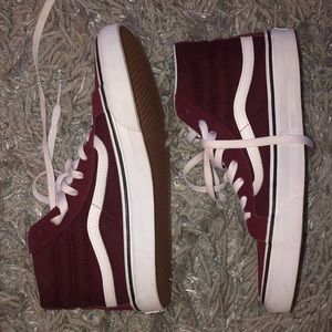 Maroon high top vans